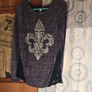 Purple Top with Silver Fleur-de-Lis